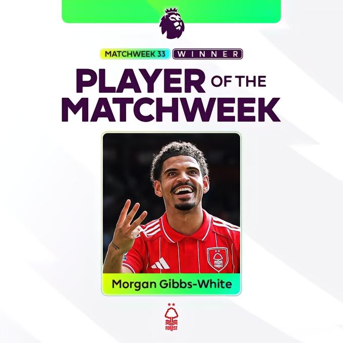 15分钟完成帽子戏法，吉布斯-怀特当选英超第33轮最佳球员